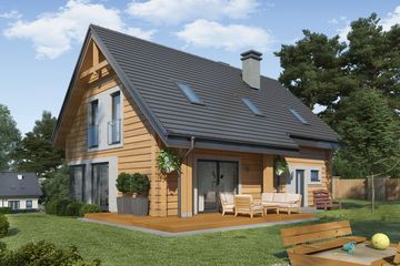  Projekt domu Rio 2 projekt domu z bali drewnianych (SLN2608) - projekt domu parterowego z poddaszem - Zdjęcie 2