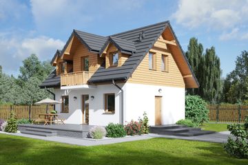  Projekt domu Gaik 45m (KRP2285) - projekt domu parterowego z poddaszem - Zdjęcie 1