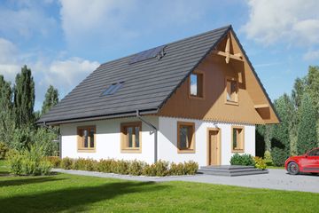  Projekt domu Gryfice 3 dws (KRP2292) - projekt domu parterowego z poddaszem - Zdjęcie 1