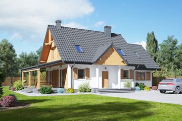  Projekt domu Cisna 15m (KRP2293) - projekt domu parterowego z poddaszem - Zdjęcie 1