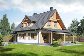  Projekt domu Cisna 15m (KRP2293) - projekt domu parterowego z poddaszem - Zdjęcie 2