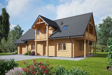  Projekt domu Milicz m12 (KRP2305) - projekt domu parterowego z poddaszem - Zdjęcie 1