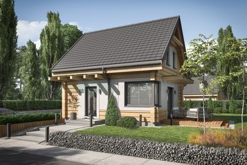  Projekt domu letniskowego Orlean 7 projekt domu letniskowego z bali drewnianych (SLN2625) - projekt domu letniskowego parterowego z poddaszem - Zdjęcie 1