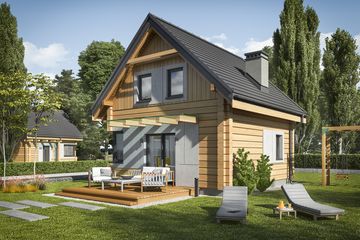  Projekt domu letniskowego Orlean 7 projekt domu letniskowego z bali drewnianych (SLN2625) - projekt domu letniskowego parterowego z poddaszem - Zdjęcie 2