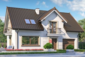  Projekt domu przy Alabastrowej 43 (KRK1554) - projekt domu parterowego z poddaszem - Zdjęcie 1