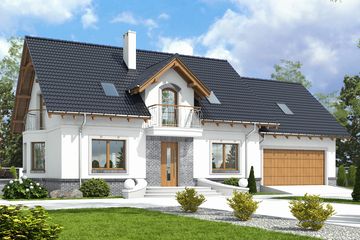  Projekt domu Dla Ciebie 7 z garażem 2-st. [A1] (WRF2043) - projekt domu parterowego z poddaszem - Zdjęcie 2