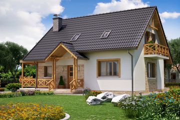  Projekt domu BW-49 wariant 11 bez garażu (JGC1222) - projekt domu parterowego z poddaszem - Zdjęcie 2