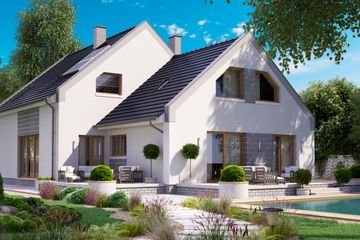  Projekt domu BS-56 wariant 2, dwulokalowy (JGC1224) - projekt domu parterowego z poddaszem - Zdjęcie 2