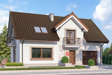  Projekt domu przy Alabastrowej 44 (KRK1600) - projekt domu parterowego z poddaszem - Zdjęcie 1