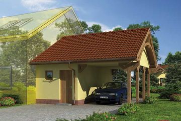  Projekt wiaty garażowej GP6 projekt wiaty garażowej dostawianej (SLN2641) - projekt wiaty parterowego - Zdjęcie 1