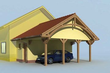  Projekt wiaty garażowej GP6 projekt wiaty garażowej dostawianej (SLN2641) - projekt wiaty parterowego - Zdjęcie 2