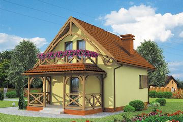  Projekt domu Orlean C dom mieszkalny, całoroczny szkiel. drewniany ogrzew. kocioł gaz. (SLN2652) - projekt domu parterowego z poddaszem - Zdjęcie 2