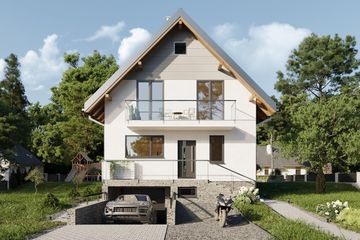  Projekt domu Biedronka (1666) (KRD2811) - projekt domu parterowego z poddaszem - Zdjęcie 1