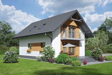 Projekt domu Bronowice 1m - parterowy z poddaszem dom o powierzchni 112,82 m², dach dwuspadowy - ujęcie 2