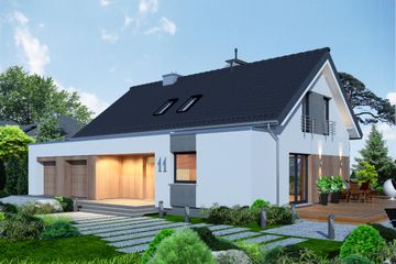  Projekt domu Domidea 64 2G w3 (WAC1100) - projekt domu parterowego z poddaszem - Zdjęcie 1