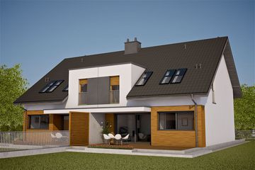  Projekt domu Wiktor G1 (bliźniak) energo (WRC2761) - projekt domu parterowego z poddaszem - Zdjęcie 1