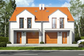  Projekt domu Jukka z garażem 1-st. bliźniak [A-BL] (WRF2049) - projekt domu parterowego z poddaszem - Zdjęcie 1