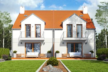  Projekt domu Jukka z garażem 1-st. bliźniak [A-BL] (WRF2049) - projekt domu parterowego z poddaszem - Zdjęcie 2