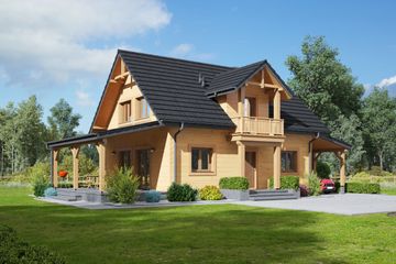  Projekt domu Paczkowice 1dws (KRP2334) - projekt domu parterowego z poddaszem - Zdjęcie 1