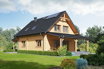 Projekt domu Paczkowice 1dw - parterowy z poddaszem dom o powierzchni 122,21 m², dach dwuspadowy - ujęcie 2