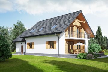 Projekt domu Żarowo 1mgg (KRP2336) - projekt domu parterowego z poddaszem - Zdjęcie 2