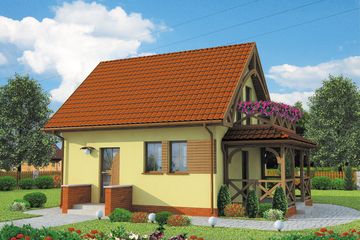  Projekt domu Orlean C dom mieszkalny, całoroczny ogrzewanie kominek z płaszczem wodnym (SLN2670) - projekt domu parterowego z poddaszem - Zdjęcie 1
