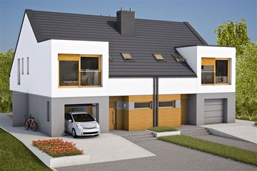  Projekt domu Lukas G1 (bliźniak) energo (WRC2762) - projekt domu parterowego z poddaszem - Zdjęcie 1