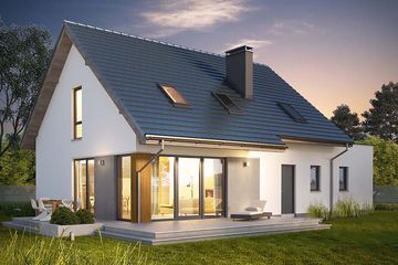Projekt domu Fikus - parterowy z poddaszem dom o powierzchni 145,50 m², dach dwuspadowy - ujęcie 2