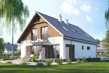  Projekt domu E-257 (WAX1167) - projekt domu parterowego z poddaszem - Zdjęcie 1