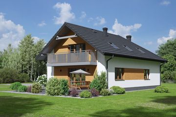 Projekt domu Kasztanowo 1mg - parterowy z poddaszem dom o powierzchni 169,04 m², dach wielospadowy - ujęcie 2