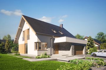 Projekt domu Bruno B1 (WRW1346) - projekt domu parterowego z poddaszem - Zdjęcie 1
