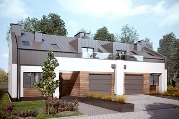  Projekt domu MJS-103 Dwurodzinny (WBD1002) - projekt domu parterowego z poddaszem - Zdjęcie 1