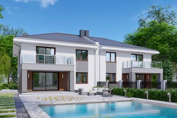  Projekt domu APS 330 bliźniaczy (LUA1462) - projekt domu z pełnym piętrem - Zdjęcie 1