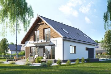  Projekt domu E-203a (WAX1169) - projekt domu parterowego z poddaszem - Zdjęcie 2