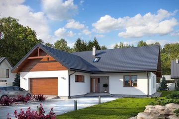  Projekt domu Abra 3 drewniana (BSE1176) - projekt domu parterowego z poddaszem - Zdjęcie 1