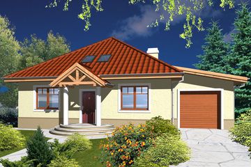  Projekt domu FIOŁEK 2 (WOA1015) - projekt domu parterowego z poddaszem - Zdjęcie 1