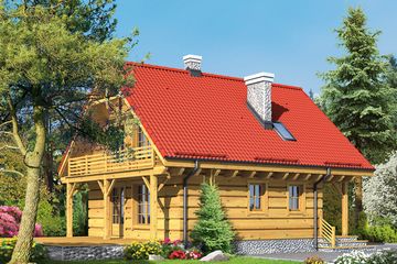  Projekt domu Bartne drewniane 67 (KRP1014) - projekt domu parterowego z poddaszem - Zdjęcie 1