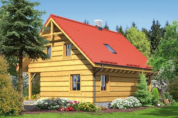  Projekt domu Bartne drewniane 67 (KRP1014) - projekt domu parterowego z poddaszem - Zdjęcie 2