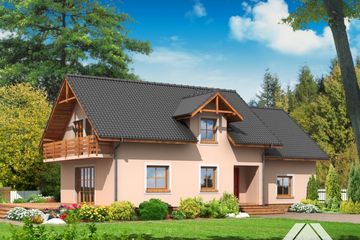  Projekt domu osiek wąski 14 (KRP1019) - projekt domu parterowego z poddaszem - Zdjęcie 1