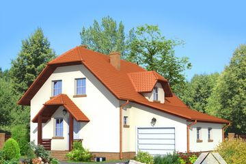  Projekt domu wnękowo + garaż 67 (KRP1036) - projekt domu parterowego z poddaszem - Zdjęcie 2