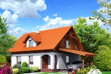  Projekt domu osielec (KRP1042) - projekt domu parterowego z poddaszem - Zdjęcie 1