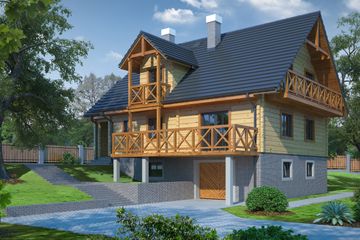  Projekt domu osowo (KRP1047) - projekt domu parterowego z poddaszem - Zdjęcie 1