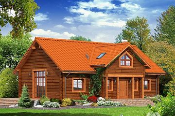  Projekt domu Chmielów drewniany 7 (KRP1115) - projekt domu parterowego z poddaszem - Zdjęcie 1