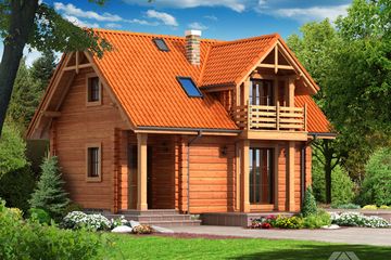  Projekt domu Grabie małe drewniane (KRP1123) - projekt domu parterowego z poddaszem - Zdjęcie 1