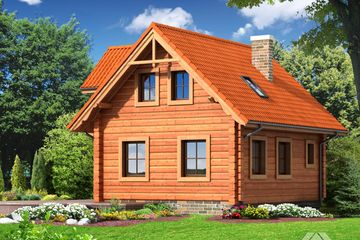  Projekt domu Grabie małe drewniane (KRP1123) - projekt domu parterowego z poddaszem - Zdjęcie 2