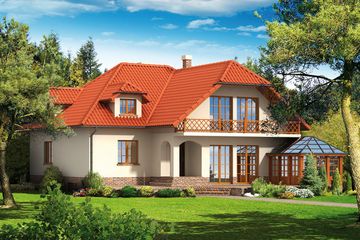  Projekt domu DROGINIA (KRP1145) - projekt domu parterowego z poddaszem - Zdjęcie 1