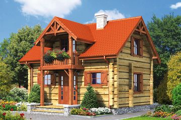  Projekt domu Gródek drewniany (KRP1166) - projekt domu parterowego z poddaszem - Zdjęcie 1