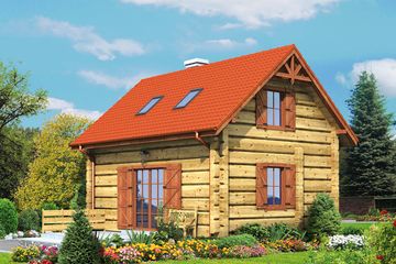  Projekt domu Gródek drewniany (KRP1166) - projekt domu parterowego z poddaszem - Zdjęcie 2