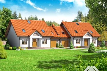  Projekt domu jastrowie bliźniak (KRP1198) - projekt domu parterowego z poddaszem - Zdjęcie 1