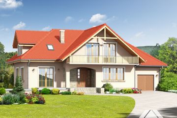  Projekt domu sławków + garaż (KRP1215) - projekt domu parterowego z poddaszem - Zdjęcie 1